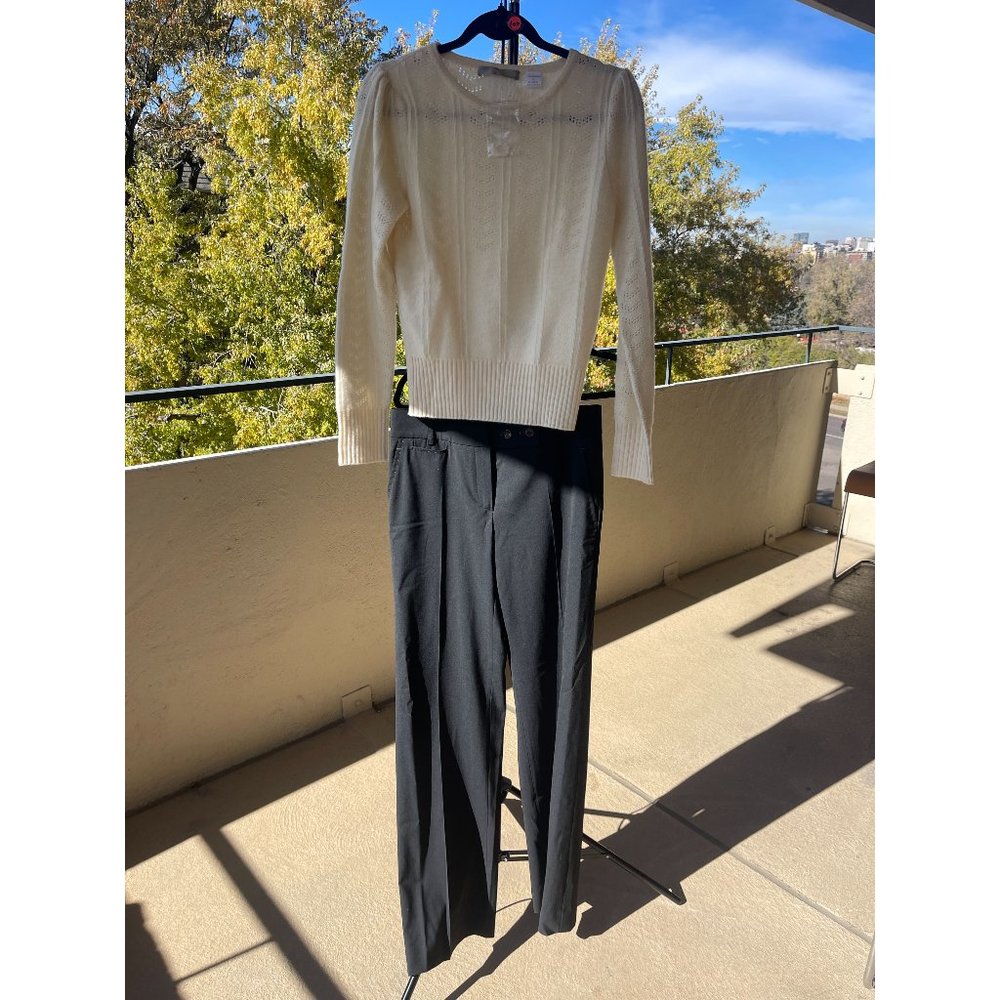 NWT Searle The Color Mustard White Cashmere Sweater Size S